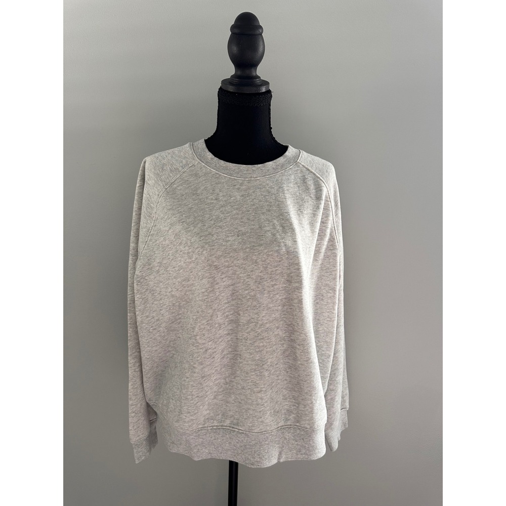 Old Navy Womens Large Heather Gray Raglan Sleeve Fleece Crewneck Sweatshirt